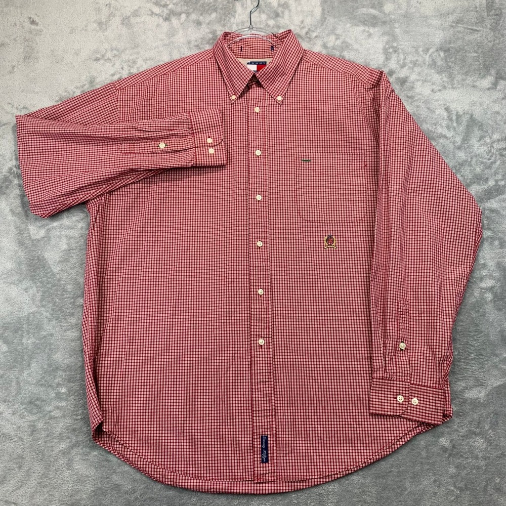 Tommy Hilfiger Button Down Shirt Checkered Plaid Long Sleeve XL - Picture 4 of 11